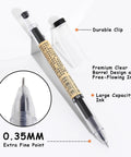 Japanese Style Gel Pens 0.35mm Extra Fine Point No Smudge Quick Dry For Journaling Planners And Thin Notebook Paper Ultra Smooth Writing For Office And School Use 12 Pack Great For Note Taking, featuring pen with clear barrel and durable clip