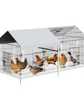 Heavy Duty Metal Chicken Coop With Waterproof And Anti UV Cover No Fuss Portable Chicken Run For Yard Poultry Cage Hen House For Backyard Farm Use 86 Inch Long By 40 Inch Wide By 40 Inch High Rust Resistant Epoxy Coated Frame Ground Nails Included