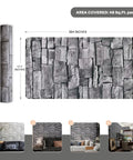 Grey Brick Wallpaper Peel And Stick 17.7 By 394 Inches Faux 3D Stone Wall Design