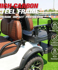 Six Seater Electric Golf Cart With 60V 105Ah Battery And Advanced Suspension showing high-carbon steel frame with padded seating.