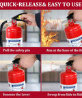 Instructions for Four Pack ABC Dry Chemical Fire Extinguishers Five Pound All In One Safety Kit For Home Workshop Camper Or Sedan with quick-release trigger.