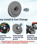 Universal Weed Eater Head Replacement With Easy Load Trimmer Line For Echo Ego DeWalt Stihl And Husqvarna with installation steps