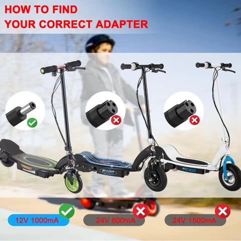 12V Battery Charger For Kid Ride On Toys Compatible With Power Core E90 E95 Black Label E90 MX125 Dirt Rocket And E90 Sprint Safe Quick Charge adapter guide with scooters