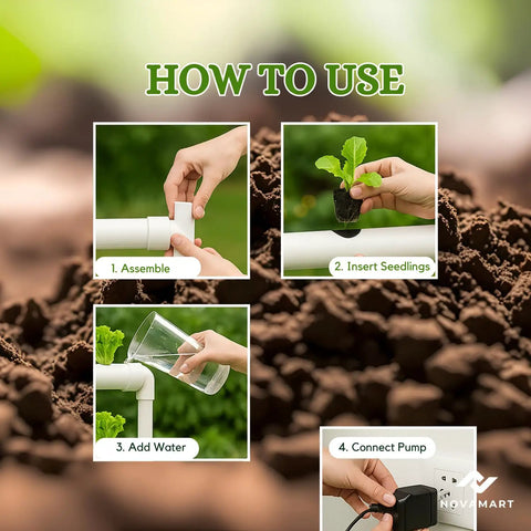 Steps to use Hydroponic Plant Growing System For Home Gardens 36 Site Indoor Vertical Garden Tower With US AU Plug