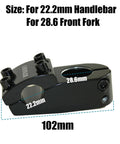 Aluminum BMX Stem For 22.2mm Handlebar And 28.6mm Fork Lightweight High Strength Freestyle Stem, Black, Side View