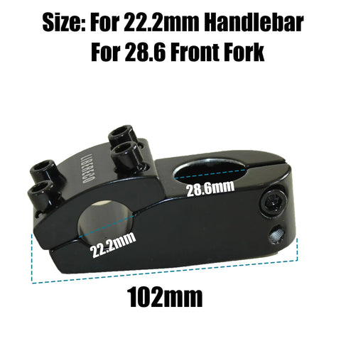 Aluminum BMX Stem For 22.2mm Handlebar And 28.6mm Fork Lightweight High Strength Freestyle Stem, Black, Side View