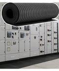 Tough As Nails Black Electrical Safety Rubber Mat High Voltage Insulating Floor Pad rolled on the floor near industrial control cabinets.