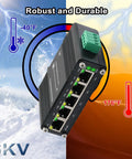 Five Port Gigabit PoE Switch With One Uplink Port For DIN Rail Mount IEEE 802.3af At Power Over Ethernet Up To 30W PoE for extreme temperatures