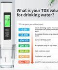 4 In 1 TDS Meter And Water Tester Pro With EC And Temperature Readout, Super Handy Digital Water Quality Checker in a glass.