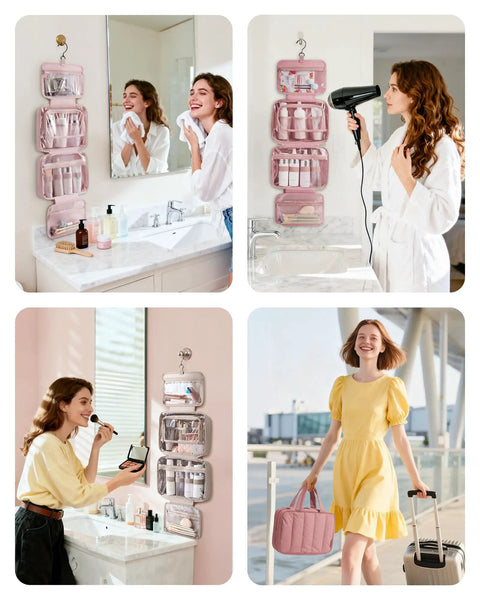 Travel Toiletry Bag For Women With Hanging Hook ✓