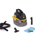 Portable Wet Dry Shop Vacuum For Home And Garage, 2.5 Gallon Tank, 1.75 Peak HP with hose, attachments, filter bag, and cord