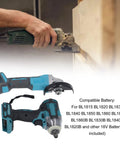 Pro Grade Brushless Angle Grinder And Cordless Impact Wrench Set showing a hand using the grinder on wood, detailed tools layout.