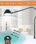 Gooseneck Clip Desk Lamp With Clamp, 10W 1100 Lumens, 31 Inch Flexible Arm, illustrated in use with lux measurement.
