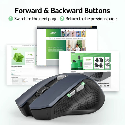 Wireless Mouse For Laptop And PC Desktop With 2.4GHz USB Receiver 6 Buttons And 1600 DPI Adjustable For Medium To Large Hands