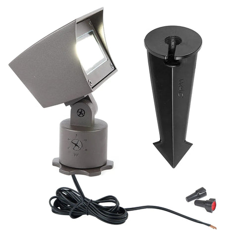 Wall Wash LED Landscape Light 12V With Built In Dimming 3000K Warm White Solid Brass Bronze Coated Housing with mounting stake