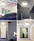 16 Inch LED Motion Sensor Ceiling Light With 23W 1200LM Daylight Sensor For Indoor Use No Fuss Easy Install In Hallways Pantry Garage Balcony Porch Basement 3000K Warm White Motion Activated Ceiling Fixture in various indoor settings