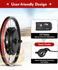1000W 48V Front Wheel Hub Electric Bike Conversion Kit With LED Display Waterproof 20 Inch E Bike Hub Motor PAS System Controller And Thumb Throttle For Powerful Street Ready Build showing wheel, LED display, and throttle.
