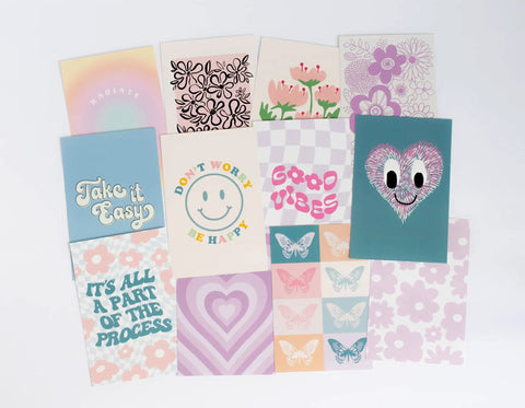 Pastel Danish Wall Collage Kit With 70 Cards For Aesthetic Pictures And Teen Room Vibe For Girls Dorm Decor 4x6 Inch Cardstock Posters Plus Bonus 23 Waterproof Vinyl Stickers For Laptops And More with various pastel designs