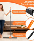 Pro Grade Heavy Duty Floor Squeegee With Long Handle, 18 Inch Rubber Blade for concrete, tile, and smooth surfaces use.