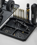 Silicone Tool Tray Organizer With Magnetic Holders And Stand, Heat Resistant Parts Tray For Workshop, screws, black silicone