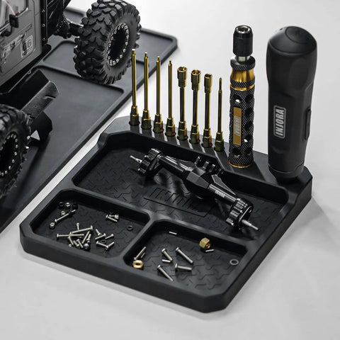 Silicone Tool Tray Organizer With Magnetic Holders And Stand, Heat Resistant Parts Tray For Workshop, screws, black silicone