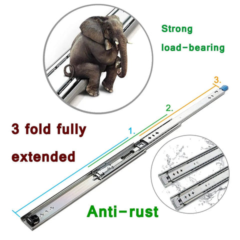 Pro Grade 2 Pack Heavy Duty Ball Bearing Drawer Slides Undermount Runners For Cabinets Rvs And Trucks with strong load-bearing design.
