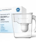Ultimate Water Pitcher With Advanced Filtration That Tackles 365 Plus Contaminants Like Fluoride, Chlorine, PFAS, Microplastics, Lead, Arsenic, BPA Free, Includes One Filter For Fresh Great Tasting Water Every Day next to NSF certified box