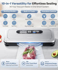 Advanced Vacuum Sealer With AirLock ProSeal System 10 In 1 Food Sealing For Dry And Moist Modes External Vacuum Ports Display