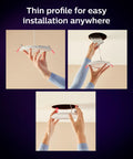 No Hassle Mount Big Time Brightness Smart 6 Inch Recessed LED Downlight 6 Pack shown in hands for easy installation.