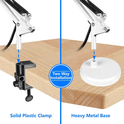 Metal Desk Lamp With Swing Arm And Clamp On Base Two In One Desk Or Clip On Light showing clamp and metal base options