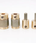 4 Pack Diamond Grinder Bits For Glass And Tile, Four Sizes One Inch, Three Quarter Inch, One Quarter Inch, One Eighth Inch, 118 Degree Split Point, Titanium Coated Brass Core, Includes 4 Allen Wrenches For DIY Stained Glass, Tile, And Stone Projects