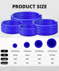 Blue Silicone Vacuum Tubing Hose Line Kit 10 Ft Each Size 5/32 1/4 5/16 1/2 Inch Max 130 PSI Food Grade Pure Rubber For Car Mods And Custom Builds, size chart