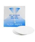 Qualitative Filter Paper 9 cm Disk 10 Micron Pore Size Medium Speed 85 GSM Lab Grade Pack of 100 for Chemistry Filtration and Sample Prep for Home Lab Use Ideal for Qualitative Testing and Routine Laboratory Filtration of Powders and Liquids. 9 cm filter paper pack