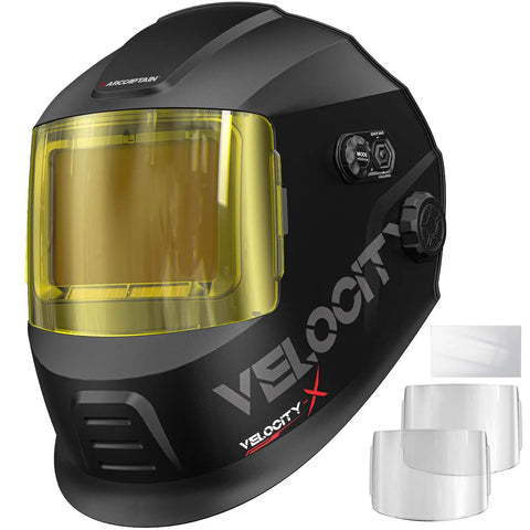 Pro Grade Intelligent Auto Shade Welding Helmet With Large 4.6 By 3.2 Inch Viewing Screen True Color Internal Display Auto Darkening Hood Nine Memory Modes And Gradient Ultra Fast One Over Thirty Thousand Second Arc Response And Adjustable Shade