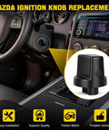 Mazda Keyless Ignition Knob And Push Start Button Replacement Kit showing plug-and-play installation inside car dashboard.