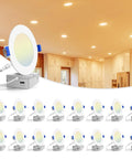 16 Pack 4 Inch Ultra Thin LED Recessed Lights With Junction Box 5CCT 2700K To 5000K Selectable Dimmable 750LM 9W Canless