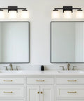 4 Light Vanity Light With Etched Glass Shade In Dark Bronze Finish, Dope Industrial Wall Sconce For Bathroom, Up Or Downlight Mount