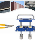 Blue V-Shaped Edge Bead Roller Hand Sheet Metal Bender 0-90 Degree Flex Pro Grade tool with built-in scale and shears.