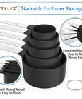 Measuring Cups And Spoons Set Nesting Stackable With Stainless Steel Handles For Cooking And Baking, Rust Resistant, Black
