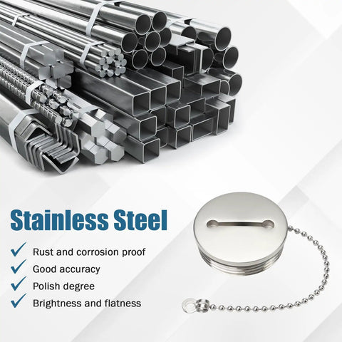 2 Inch 50mm Boat Gas Cap Stainless Steel Polished Marine Deck Fill With Chain shown with stainless steel rods.