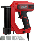 Smooth Shooting 2 In 1 Corded Electric Brad Nailer And Staple Gun With 18 Gauge Fasteners And Narrow Crowns close-up view.