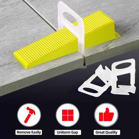One Sixteenth Inch Tile Leveling Clips Kit With 2000 Pieces Leveling System Spacers preventing tile lippage in installation