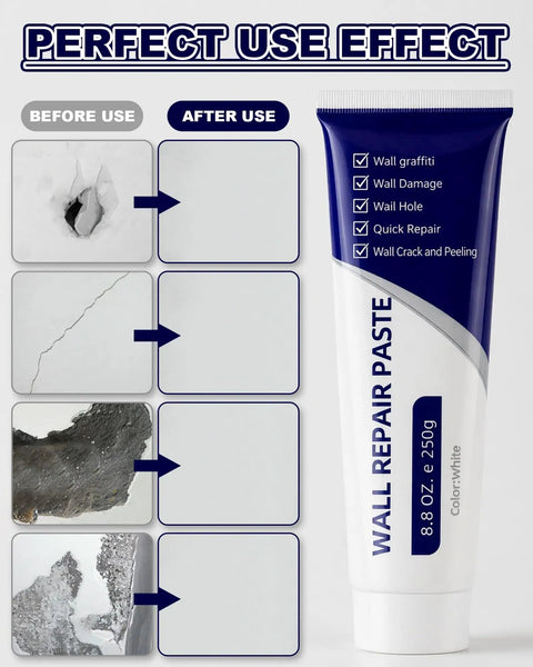 Upgraded Drywall Repair Kit With Scraper For Quick Drying Wall Mending Paste That Fills Holes Cracks And Dents, 8.8 oz tube