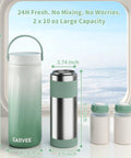 Portable Stainless Steel Breast Milk Cooler With 360 Degree Chill Holds Two Bottles For 24 Hours Mama Approved Ride Along Insulator next to two 10 oz milk bottles