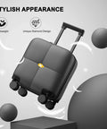 Underseat Carry On Luggage With Wheels For Easy Boarding TSA Approved Hard Shell Personal Item Lightweight Cabin Bag That Fits Under Your Seat Durable Black Travel Companion For Short Trips with unique diamond design on display.