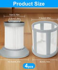 4 Pack Replacement Vacuum Filter Kit For Zing Bagless Canister Vacuums 2156A 2156 1665 16652 1665W 2156E With dimensions