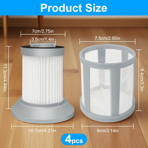 4 Pack Replacement Vacuum Filter Kit For Zing Bagless Canister Vacuums 2156A 2156 1665 16652 1665W 2156E With dimensions