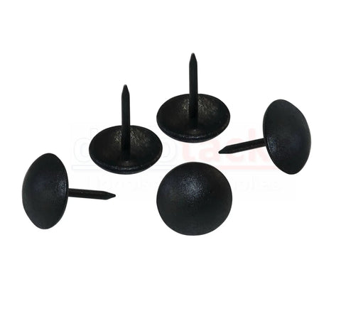 High Quality Matt Black Upholstery Nails And Vintage Decorative Tacks 100 Piece Pack With 7 16 Inch Heads displayed on a white background.