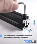 Installing Ultimate M5 T Nut And Black Screw Kit on 20mm aluminum extrusion with hex wrench, showing T-slot compatibility