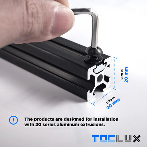 Installing Ultimate M5 T Nut And Black Screw Kit on 20mm aluminum extrusion with hex wrench, showing T-slot compatibility